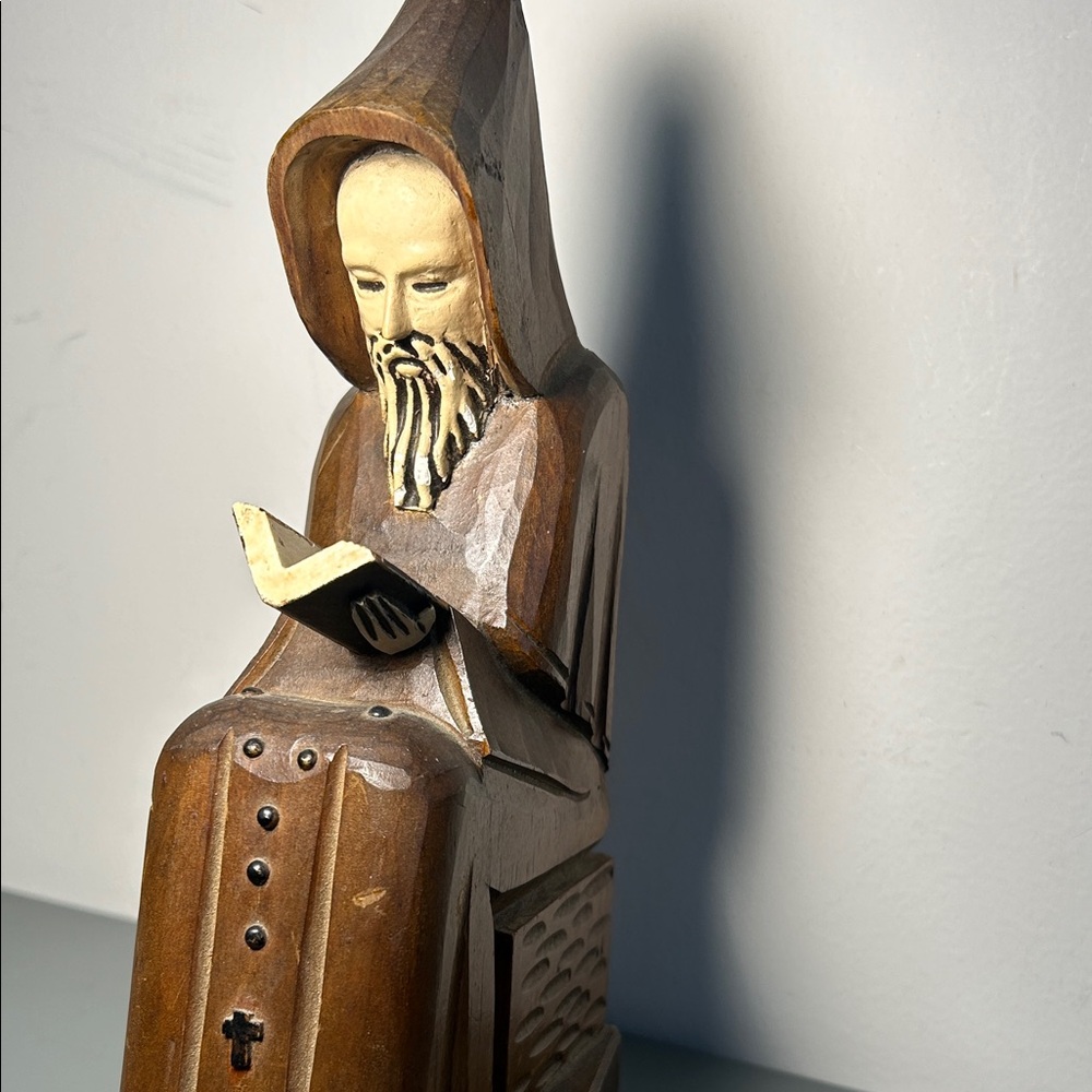 Wooden Monk Sculpture - Picture 4 of 9